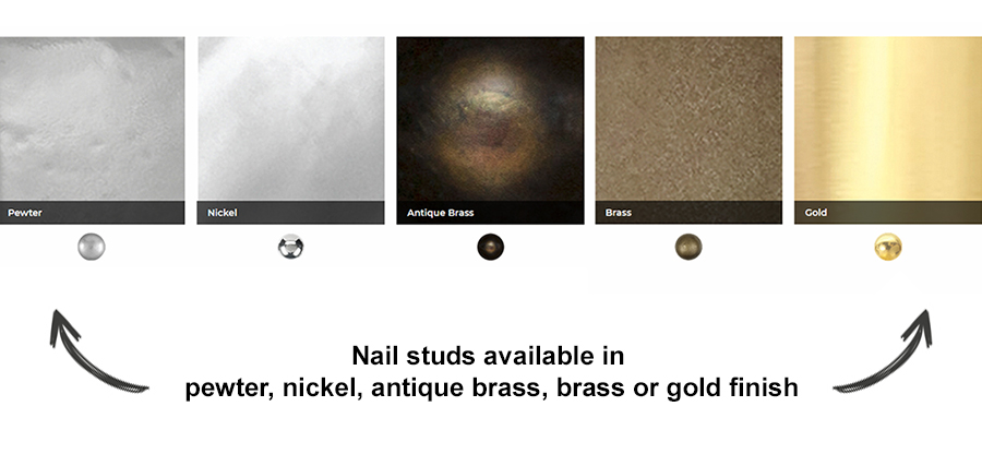 Nail Studs Finishes: Small Pewter, Antique Brass, Brass, Gold or Nickel finish nail studs - Nail Studs Finishes 