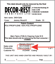 Identification label example